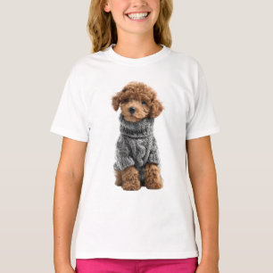 Kabelpullover Pudel Kinder T-Shirt