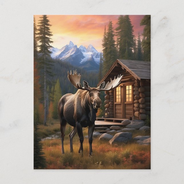 *~* Kabine AP49 MOOSE Stream Nature Forest Postkarte (Vorderseite)