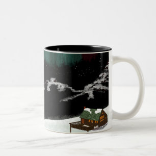 Kabine, Berge, Aurora Zweifarbige Tasse