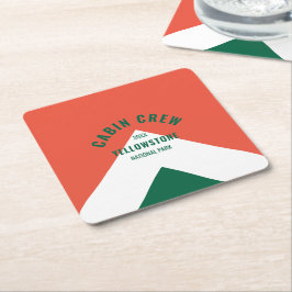 Kabine Crew Peronalized Zielort Retro Rot Grün Rechteckiger Pappuntersetzer
