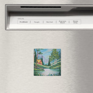 Kabine durch Stream Oil Painting Magnet