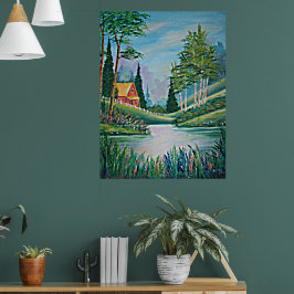 Kabine durch Stream Oil Painting Poster