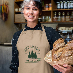 Kabine Familienname Forest Green Khaki Lange Schürze