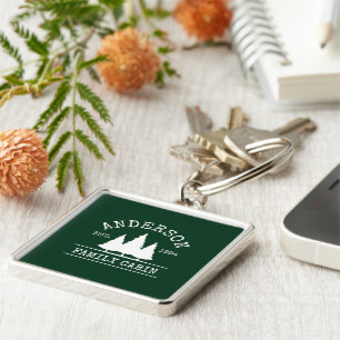 Kabine Familienname Forest Green Square Schlüsselanhänger