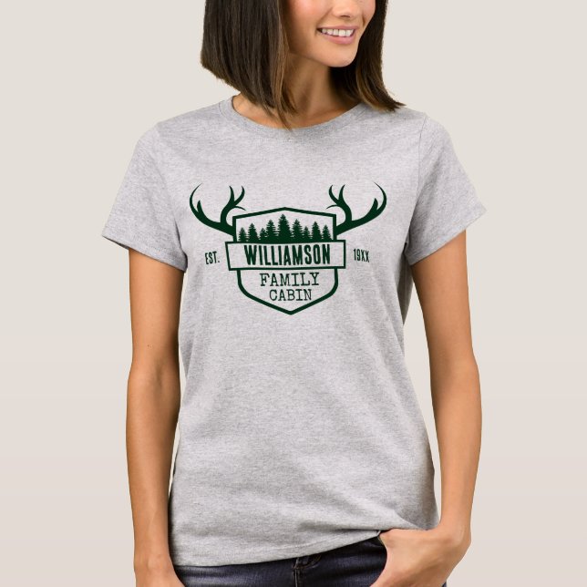 Kabine Familienname Forest Green T-Shirt (Vorderseite)