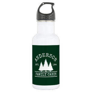 Kabine Familienname Forest Green White Edelstahlflasche