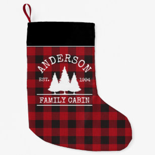 Kabine Familienname Red Buffalo Kariert Kleiner Weihnachtsstrumpf