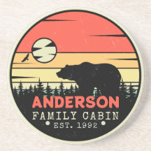 Kabine Familienname Retro Pine Trees Bear Souvenir