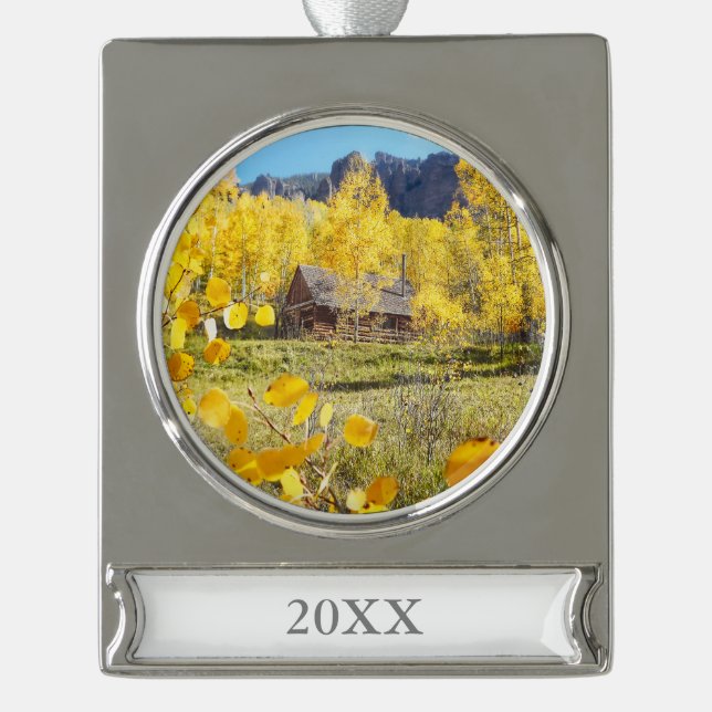 Kabine in den Espen Banner-Ornament Silber (Vorderseite)