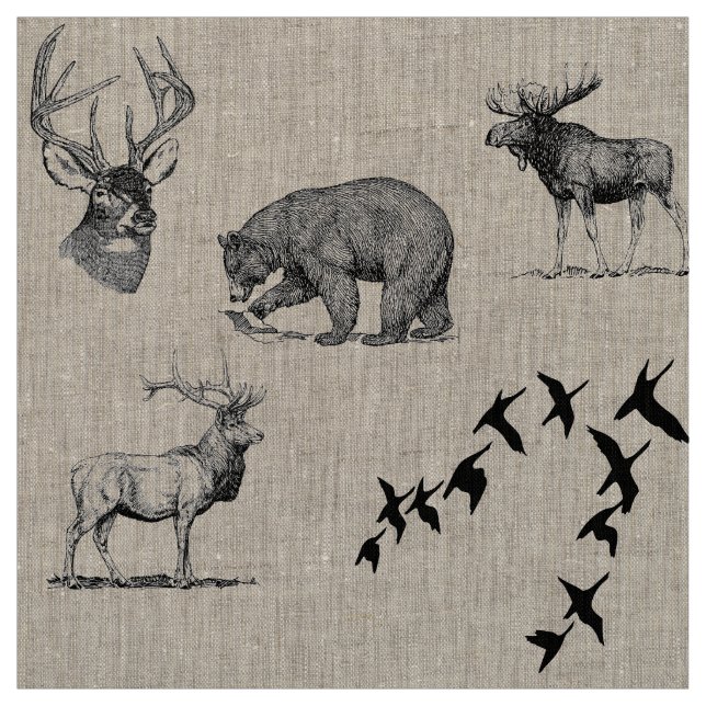 Kabinen-Sammlungs-Waldtiere Stoff (Muster)