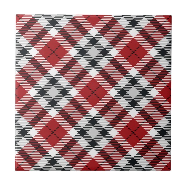 Kabinenstil Rot und Weiß Flannel Tartan Kariert Fliese (Vorderseite)