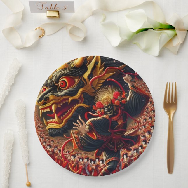 Kabuki Dragon Pappteller (Hochzeit)