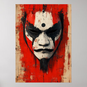 Kabuki-Kriegermaske – Wilde asiatische Tradition Poster