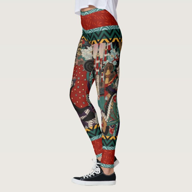 Kabuki Samurai-Krieger Woodblock Leggings (Links)