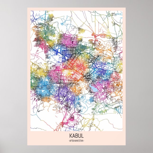 Kabul Afghanistan City Map Poster (Vorne)