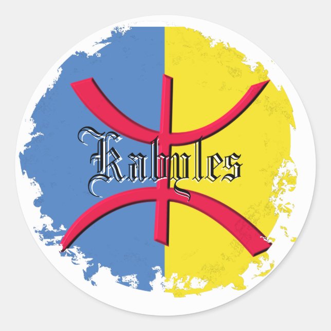 Kabylia Flagge beunruhigt ringsum Aufkleber (Vorderseite)