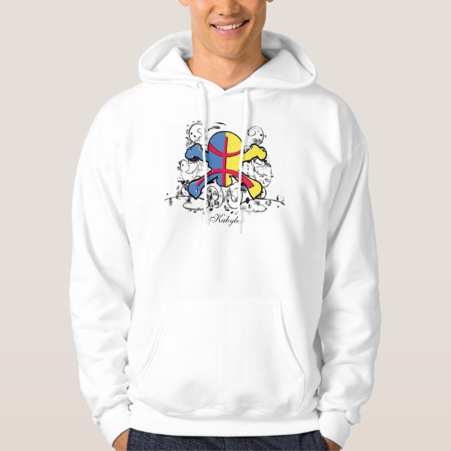 Kabylia Flagge Schädel u. gekreuzte Knochen - Hoodie (Vorderseite)