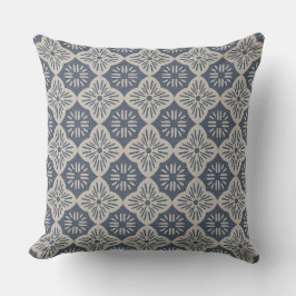 Kachel casablanca Grafik in Denim- und Taupe-Muste Kissen