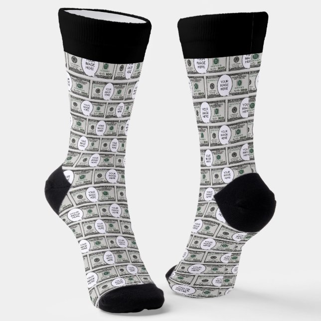Kachel-Design mit Ihrem Bild auf 100-Dollar-Bilder Socken (Gewinkelt)