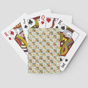 Kachel komplexe geometrische Facetten und warmes S Spielkarten