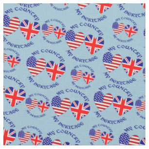 Kacheln britische USA-Herzflaggen Land Erbe  Stoff