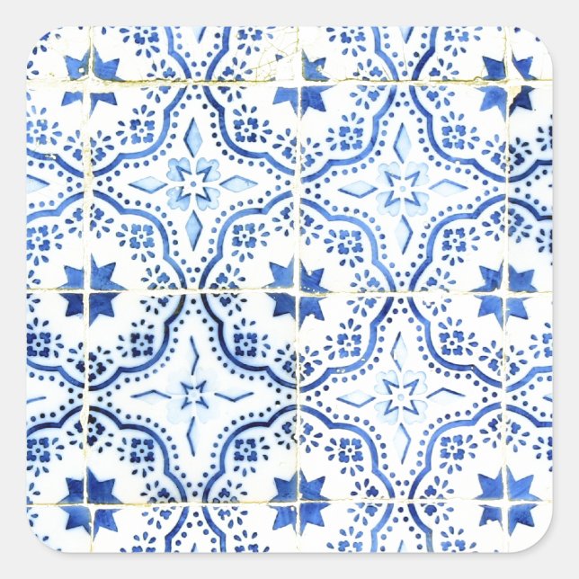 Kacheln, Portuguese Tiles, Quadratischer Aufkleber (Vorderseite)