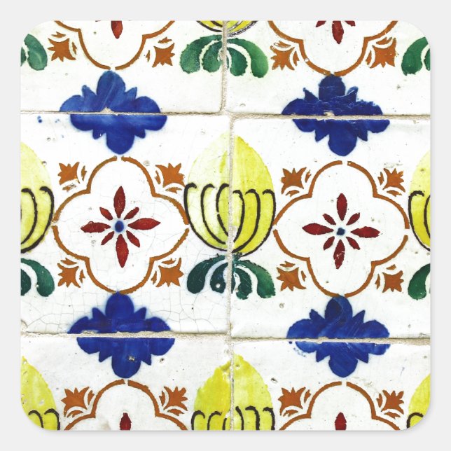 Kacheln, Portuguese Tiles, Quadratischer Aufkleber (Vorderseite)