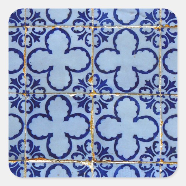 Kacheln, Portuguese Tiles, Quadratischer Aufkleber (Vorderseite)