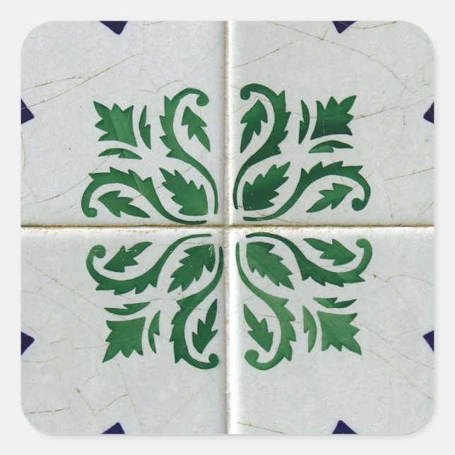 Kacheln, Portuguese Tiles, Quadratischer Aufkleber (Vorderseite)