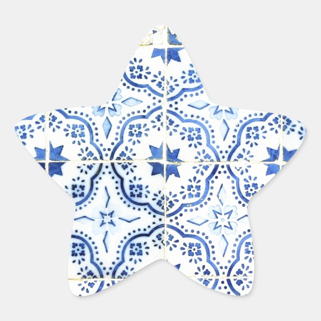 Kacheln, Portuguese Tiles, Stern-Aufkleber (Vorderseite)