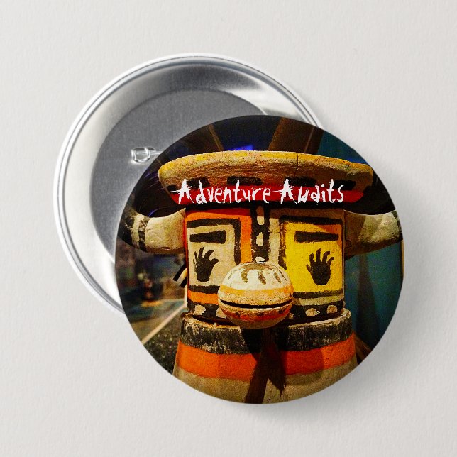 Kachina Doll Face Foto Adventure wartet Niedlich k Button (Vorne & Hinten)