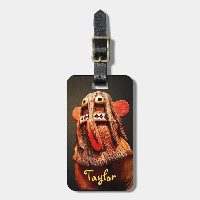Kachina Doll Face Foto Fett Einzigartiger Individu Gepäckanhänger (Vorderseite vertikal)