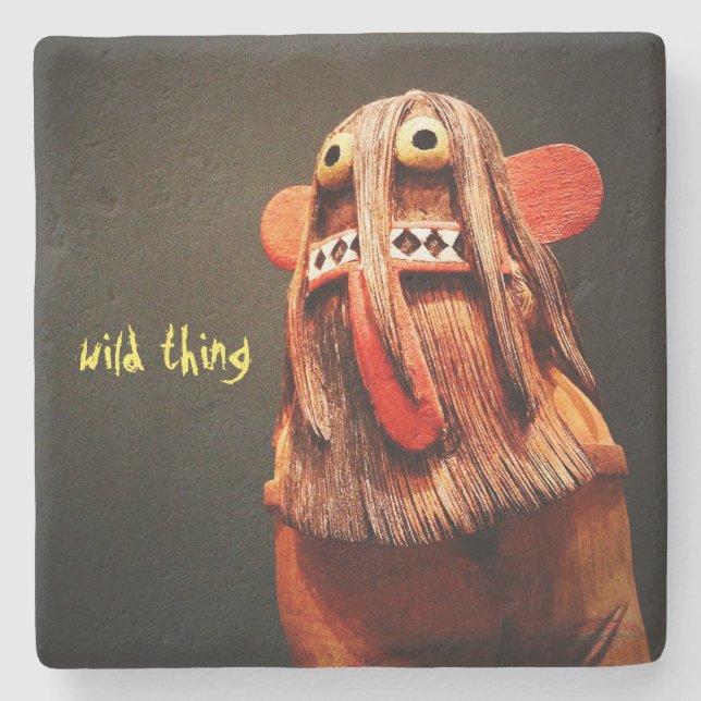 Kachina Doll Face Foto Wild Thypografie Steinuntersetzer (Vorderseite)