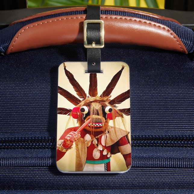 Kachina Doll Wood Abbildung Fotografie Nah Gepäckanhänger (Vorderseite Insitu 2)