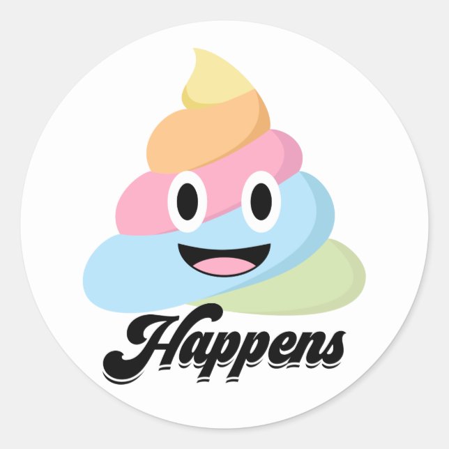 Kack Emoji Niedlich Funny Rainbow Runder Aufkleber (Vorderseite)