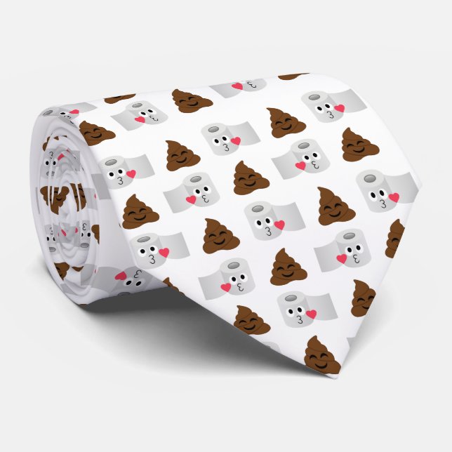 kack Emoji und Toilettenpapier Krawatte (Gerollt)
