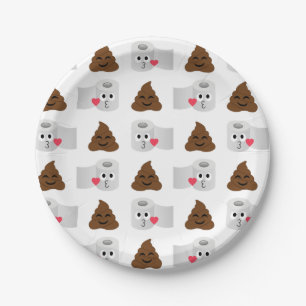 kack Emoji und Toilettenpapier Pappteller