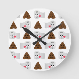 kack Emoji und Toilettenpapier Runde Wanduhr