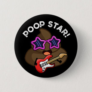 Kack Star Funny Pop Star Pun Dark BG Button