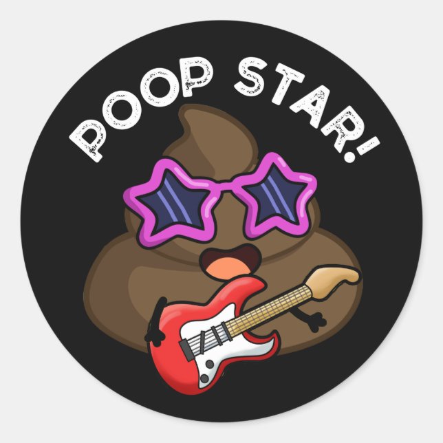 Kack Star Funny Pop Star Pun Dark BG Runder Aufkleber (Vorderseite)