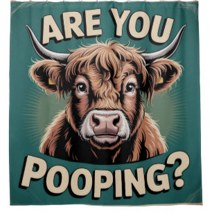 Kacke du? Funny Highland Cow Duschvorhang
