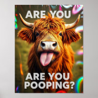 Kacke du? Funny Highland Cow, Kuh Art