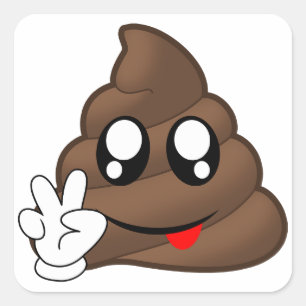 Kacken Sie Emoji Friedenszeichen-Hände Quadratischer Aufkleber