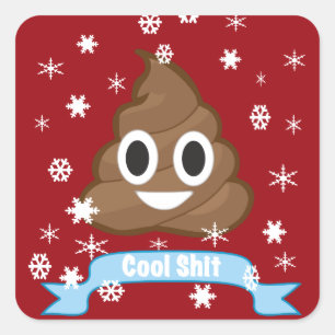 Kacken Sie Emoji lustigen Weihnachtsaufkleber Quadratischer Aufkleber