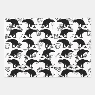 Kackend Geburtstagsmuster von Hunden Geschenkpapier Set