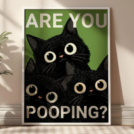 KACKST DU? Schwarze Katzen Lustiges Badezimmer Poster