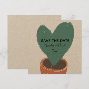 Kactus Hand Drawn Heart Hoya Pflanze Save the Date