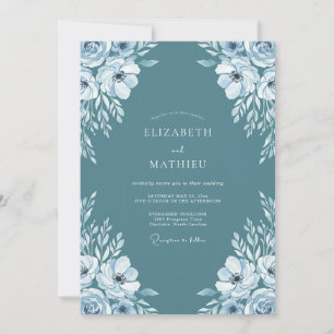 Kadet-Weiß-Mohn-Hochzeit Einladung