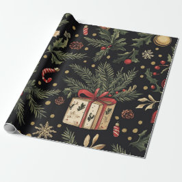 Kadopapier kerst zwart geschenkpapier