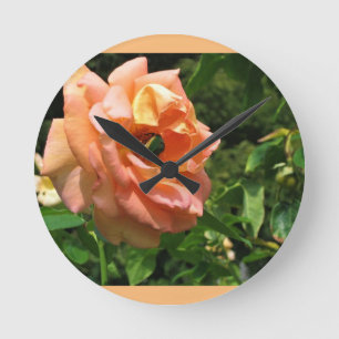 Käfer auf einer Rose Runde Wanduhr